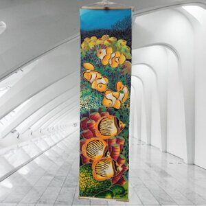 Original Batik Art Hand Painted Wall Hanging Art Décor  44" x 12"